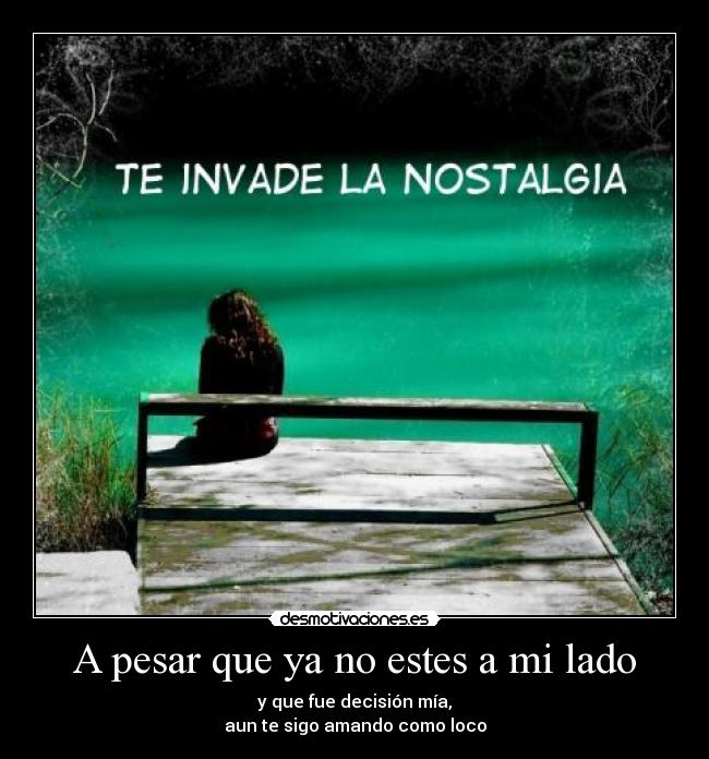 A pesar que ya no estes a mi lado - y que fue decisión mía,
aun te sigo amando como loco