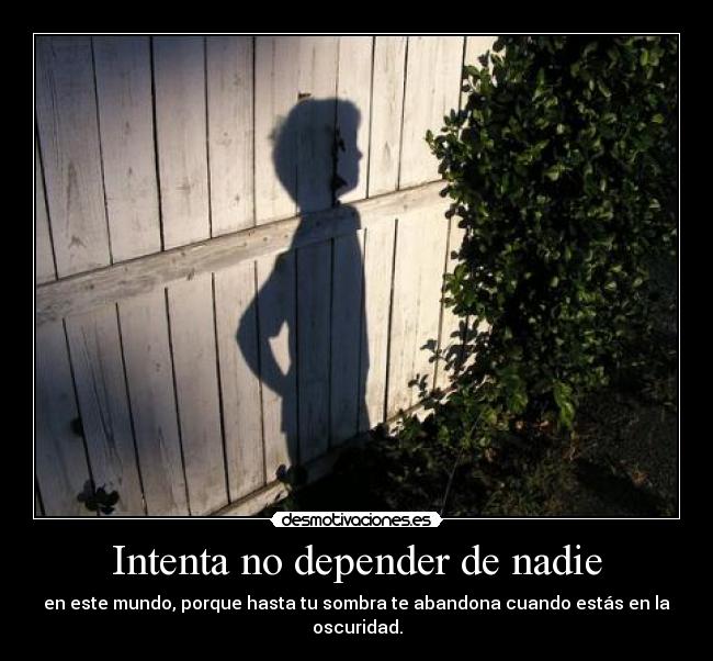 Intenta no depender de nadie - en este mundo, porque hasta tu sombra te abandona cuando estás en la oscuridad.