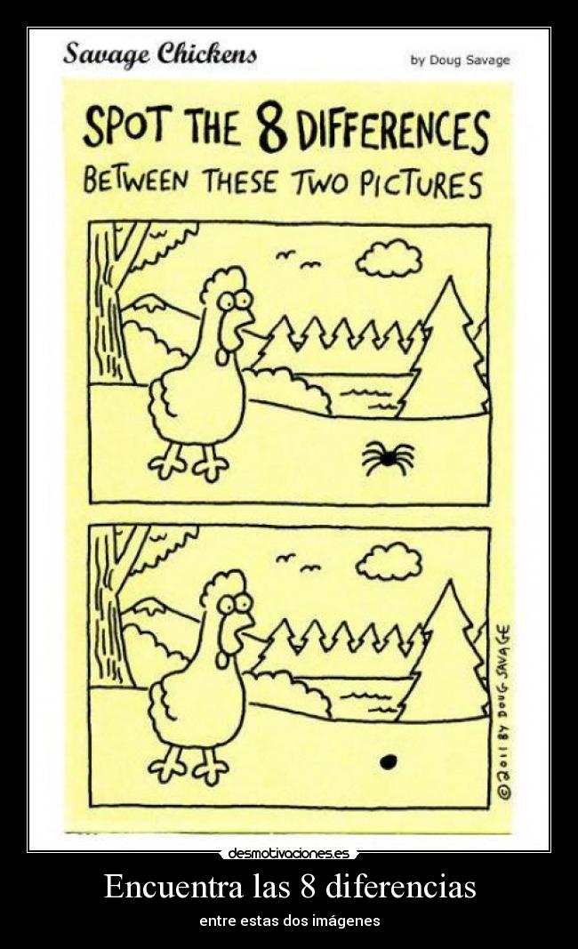 Encuentra las 8 diferencias - entre estas dos imágenes