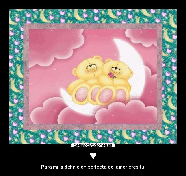 ♥ - Para mi la definicion perfecta del amor eres tú.