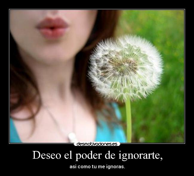 Deseo el poder de ignorarte, -