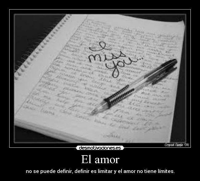 El amor - no se puede definir, definir es limitar y el amor no tiene límites.