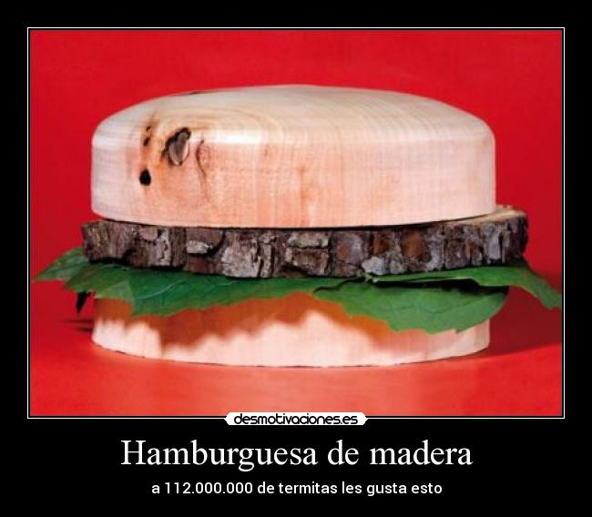Hamburguesa de madera - a 112.000.000 de termitas les gusta esto