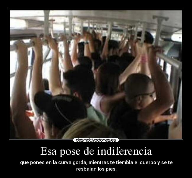 Esa pose de indiferencia - que pones en la curva gorda, mientras te tiembla el cuerpo y se te resbalan los pies.