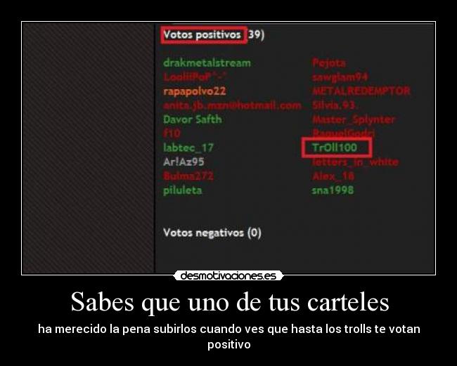 carteles troll votado positivo desmotivaciones