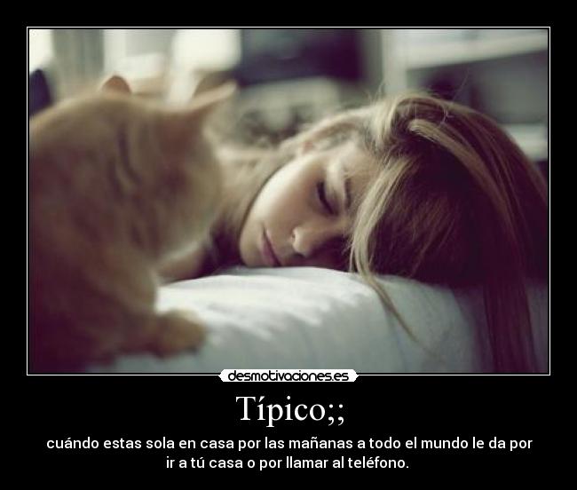 Típico;; - cuándo estas sola en casa por las mañanas a todo el mundo le da por
ir a tú casa o por llamar al teléfono.