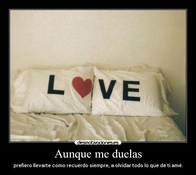 Aunque me duelas - prefiero llevarte como recuerdo siempre, a olvidar todo lo que de ti amé.