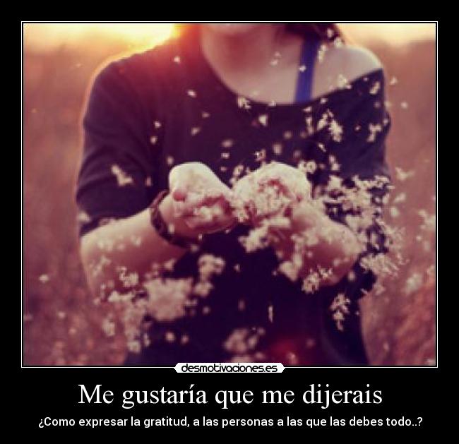 Me gustaría que me dijerais - ¿Como expresar la gratitud, a las personas a las que las debes todo..?