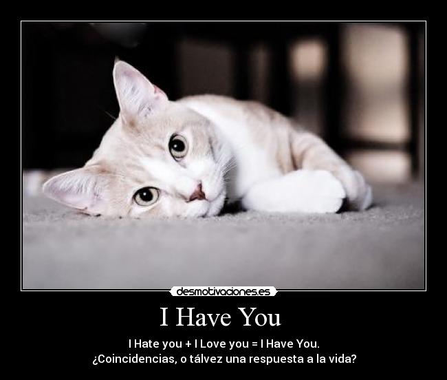 I Have You  - I Hate you + I Love you = I Have You.
¿Coincidencias, o tálvez una respuesta a la vida?