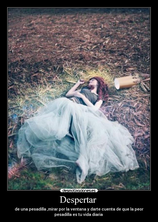 Despertar - de una pesadilla ,mirar por la ventana y darte cuenta de que la peor
pesadilla es tu vida diaria