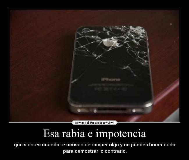 Esa rabia e impotencia - que sientes cuando te acusan de romper algo y no puedes hacer nada
para demostrar lo contrario.