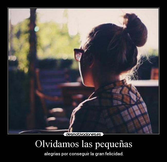 Olvidamos las pequeñas - alegrias por conseguir la gran felicidad.