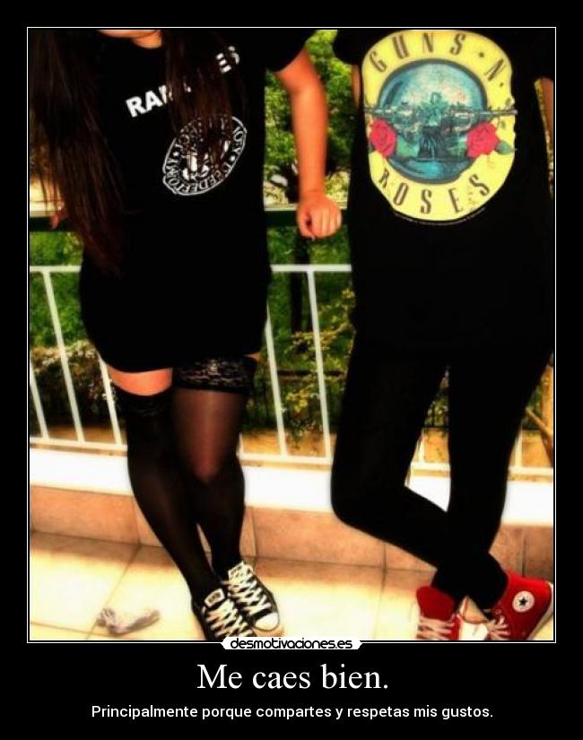 Me caes bien. - Principalmente porque compartes y respetas mis gustos.