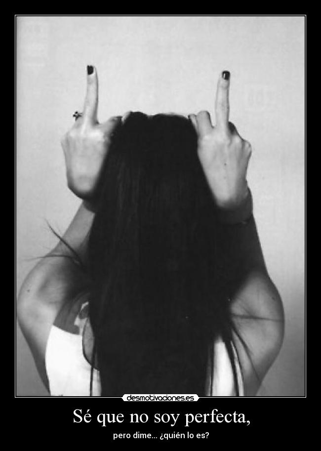 Sé que no soy perfecta, - pero dime... ¿quién lo es?