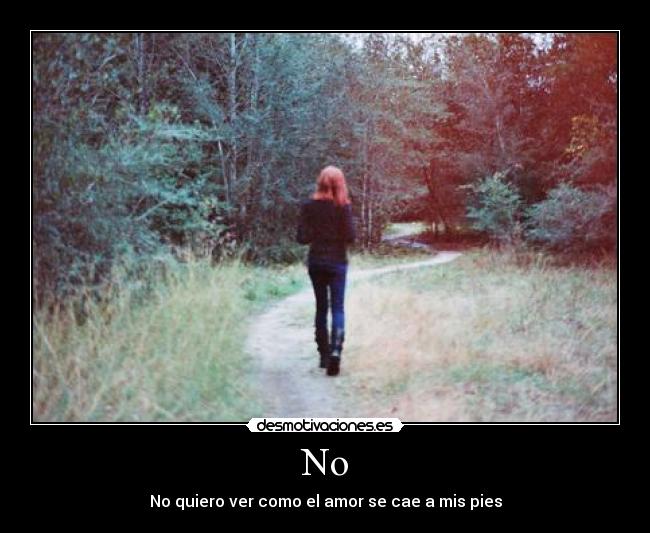 No - No quiero ver como el amor se cae a mis pies