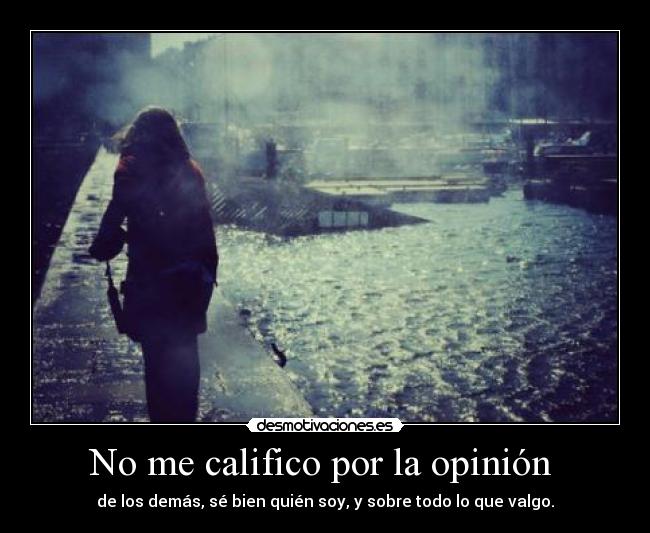 No me califico por la opinión - de los demás, sé bien quién soy, y sobre todo lo que valgo.