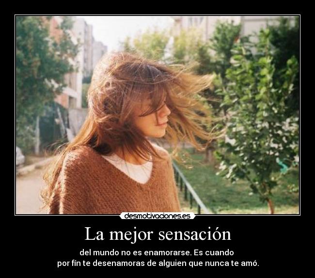 La mejor sensación - del mundo no es enamorarse. Es cuando 
por fín te desenamoras de alguien que nunca te amó.
