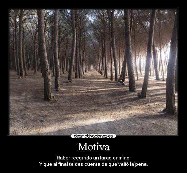 Motiva - Haber recorrido un largo camino
Y que al final te des cuenta de que valió la pena.