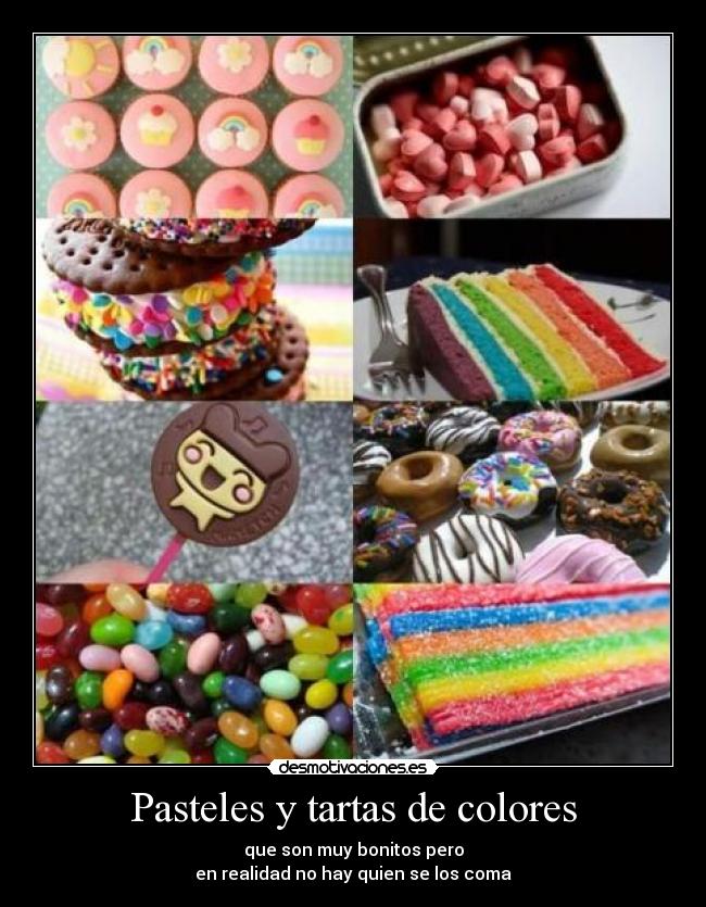 Pasteles y tartas de colores -