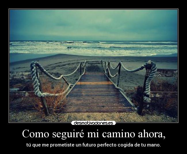 Como seguiré mi camino ahora, - tú que me prometiste un futuro perfecto cogida de tu mano.