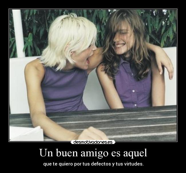 Un buen amigo es aquel - que te quiero por tus defectos y tus virtudes.
