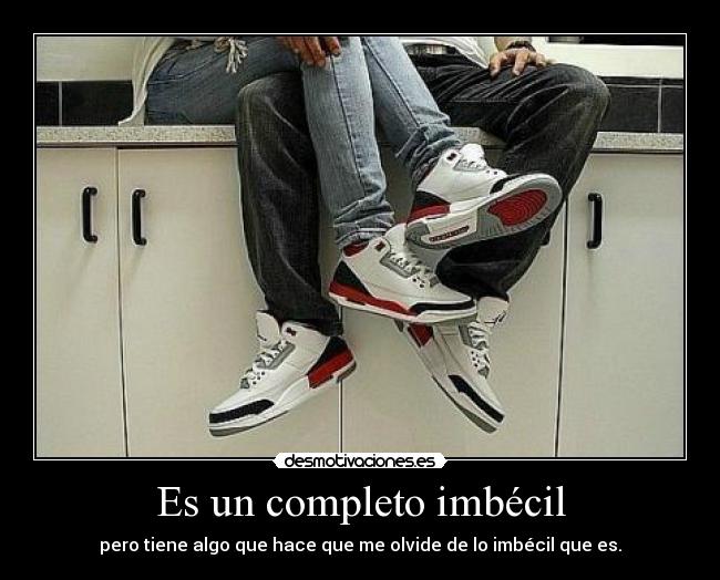 Es un completo imbécil - pero tiene algo que hace que me olvide de lo imbécil que es.