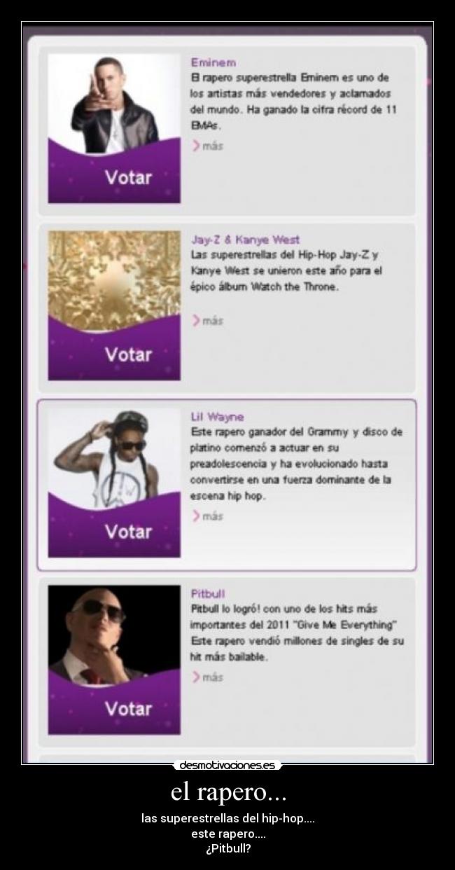 el rapero... - las superestrellas del hip-hop....
este rapero....
¿Pitbull?