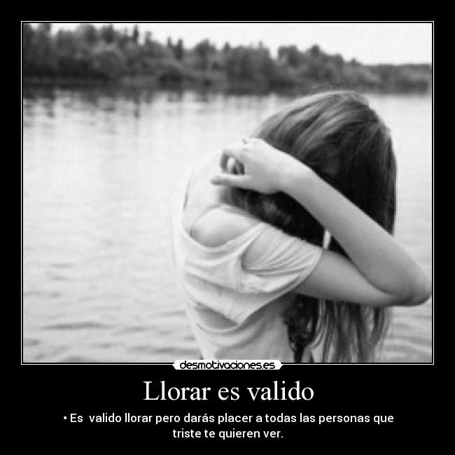 Llorar es valido - •	Es  valido llorar pero darás placer a todas las personas que triste te quieren ver.