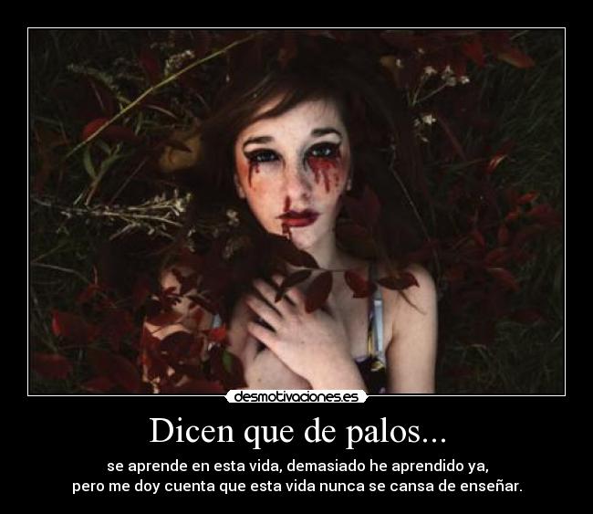 Dicen que de palos... - se aprende en esta vida, demasiado he aprendido ya,
pero me doy cuenta que esta vida nunca se cansa de enseñar.