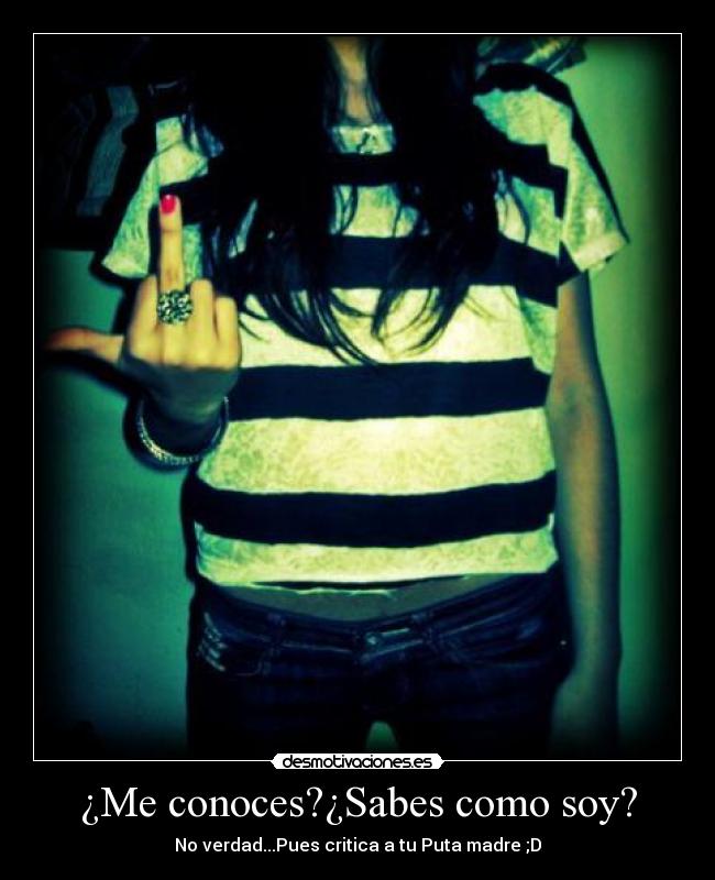 ¿Me conoces?¿Sabes como soy? - No verdad...Pues critica a tu Puta madre ;D