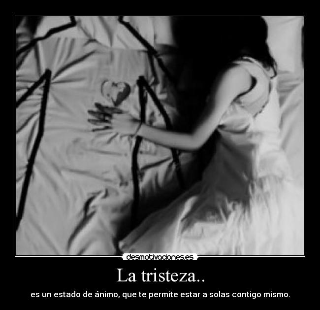 La tristeza.. - es un estado de ánimo, que te permite estar a solas contigo mismo.