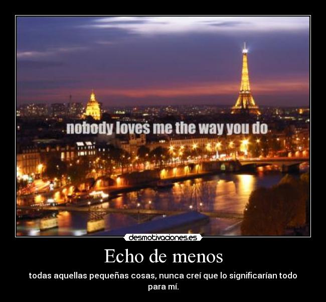 Echo de menos - todas aquellas pequeñas cosas, nunca creí que lo significarían todo para mí.