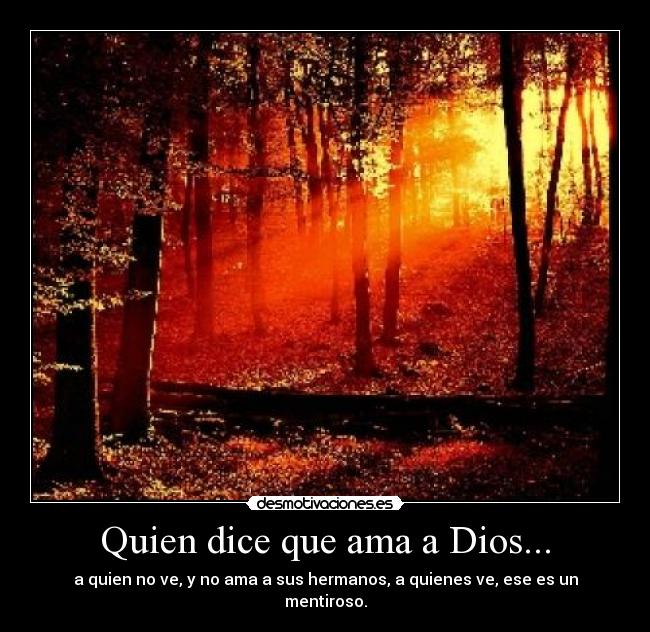 Quien dice que ama a Dios... - a quien no ve, y no ama a sus hermanos, a quienes ve, ese es un mentiroso.