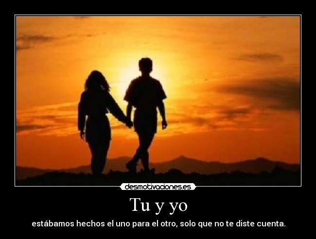 Tu y yo - estábamos hechos el uno para el otro, solo que no te diste cuenta.