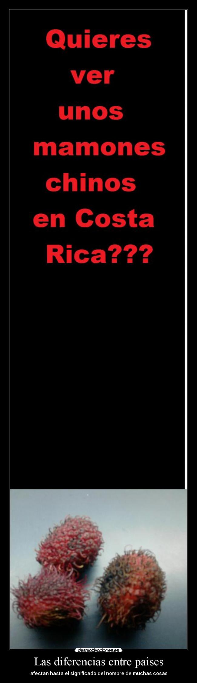 Las diferencias entre paises - afectan hasta el significado del nombre de muchas cosas