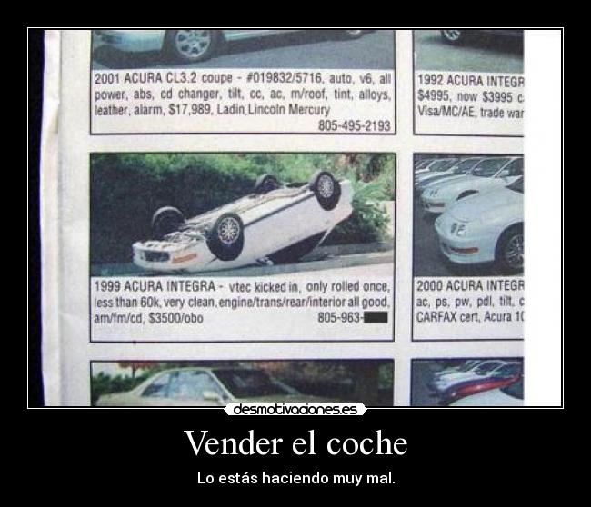 carteles vender coche fatal desmotivaciones