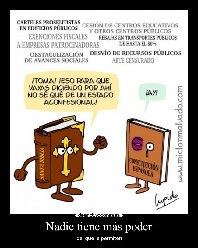carteles iglesia estado aconfesional constitucion catolicismo libros publico pueblo dinero politica desmotivaciones