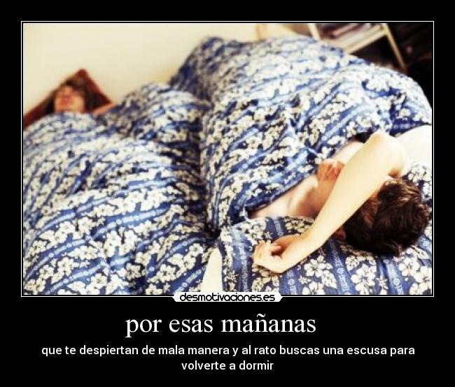 por esas mañanas - que te despiertan de mala manera y al rato buscas una escusa para volverte a dormir
