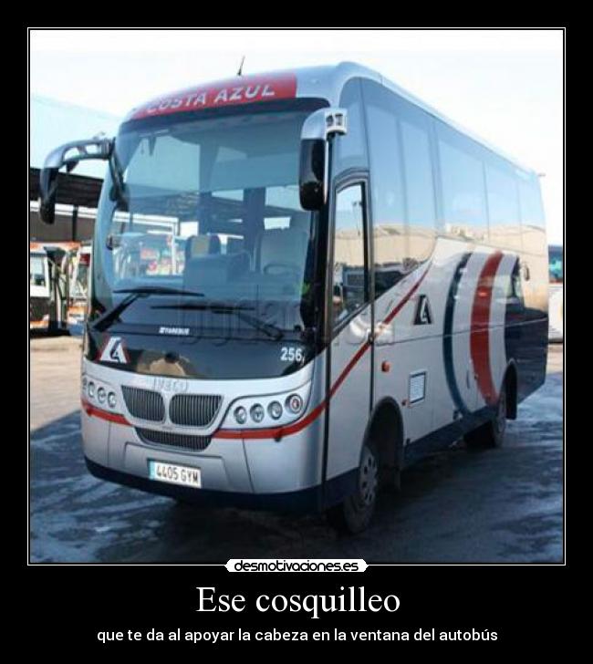 Ese cosquilleo - que te da al apoyar la cabeza en la ventana del autobús