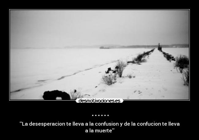 ...... - La desesperacion te lleva a la confusion y de la confucion te lleva a la muerte