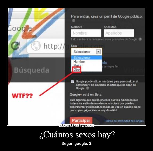 ¿Cuántos sexos hay? - Segun google, 3.