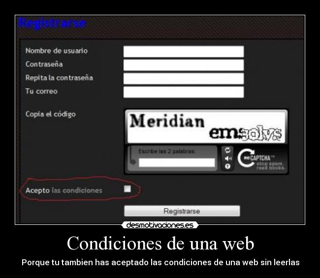 Condiciones de una web -