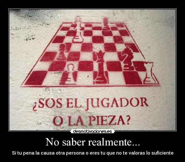 No saber realmente... - Si tu pena la causa otra persona o eres tu que no te valoras lo suficiente