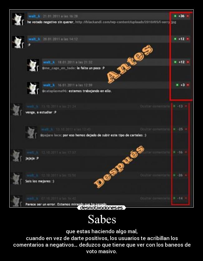 carteles los usuarios estan diciendo algo escuchales que esta web mueve mediante votos desmotivaciones