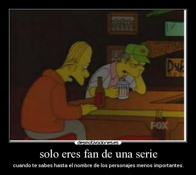 solo eres fan de una serie - cuando te sabes hasta el nombre de los personajes menos importantes.