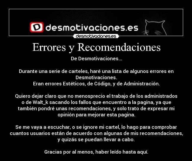 Errores y Recomendaciones - 