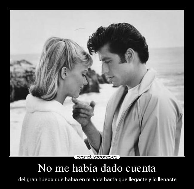 No me había dado cuenta - del gran hueco que había en mi vida hasta que llegaste y lo llenaste