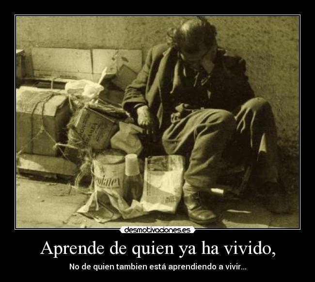 Aprende de quien ya ha vivido, - No de quien tambien está aprendiendo a vivir...