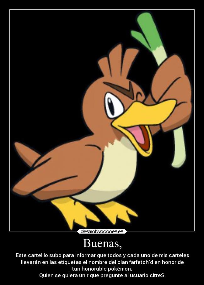 carteles clan farfetchd citres ruoska recien unido clan desmotivaciones