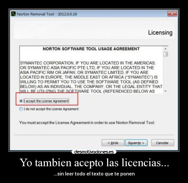 Yo tambien acepto las licencias... -